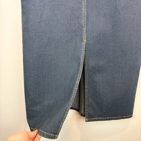 Vintage Y2K Gasoline Jeans Dark Wash Denim Maxi Skirt w/ Belt Utility Pocket - Picture 8 of 13